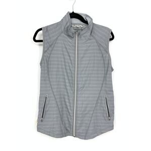 Athleta Full Zip Activewear Vest Womens Size Medium Gray Striped *FLAW